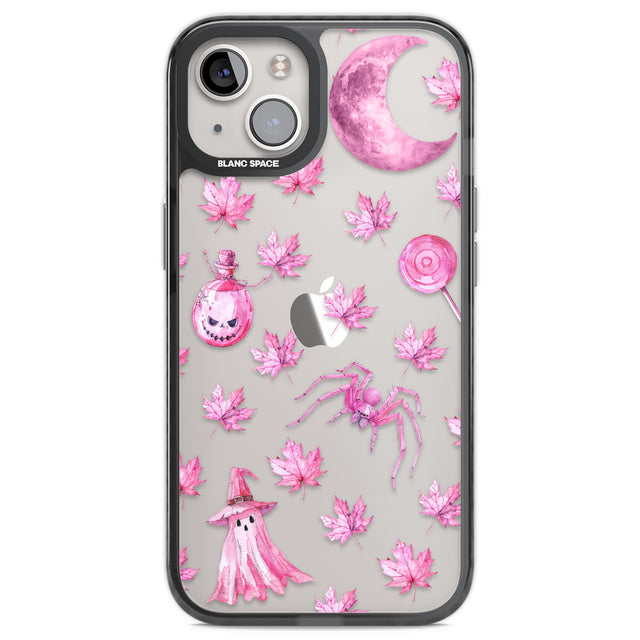 Pink Moon & Maple Black Impact Phone Case for iPhone 13, iPhone 14, iPhone 15