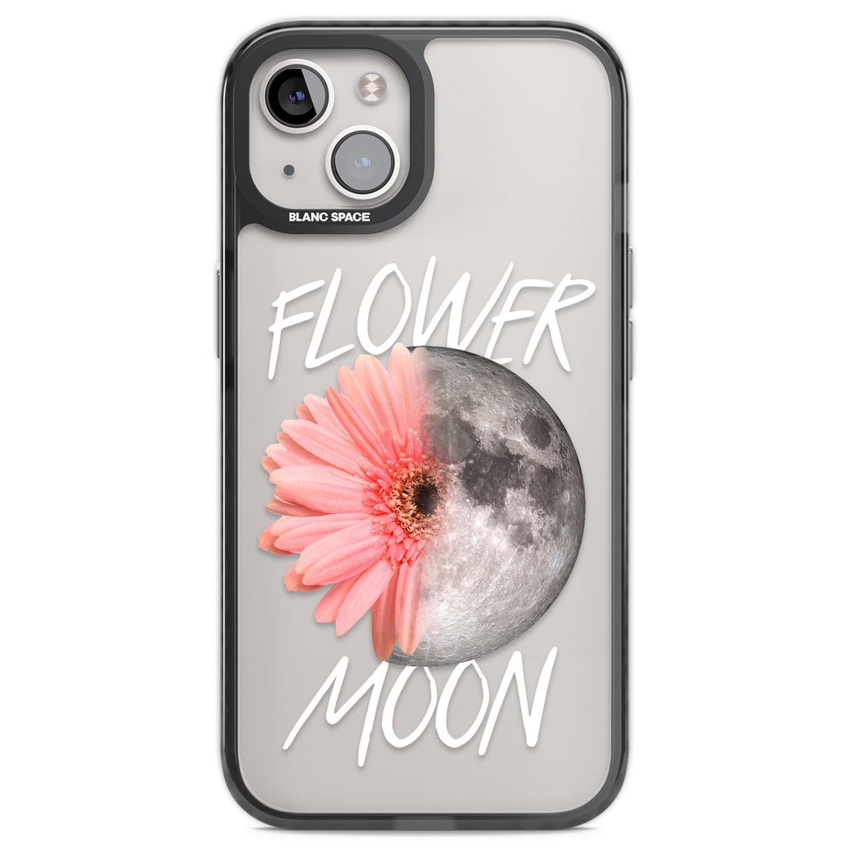 Flower Moon Black Impact Phone Case for iPhone 13, iPhone 14, iPhone 15