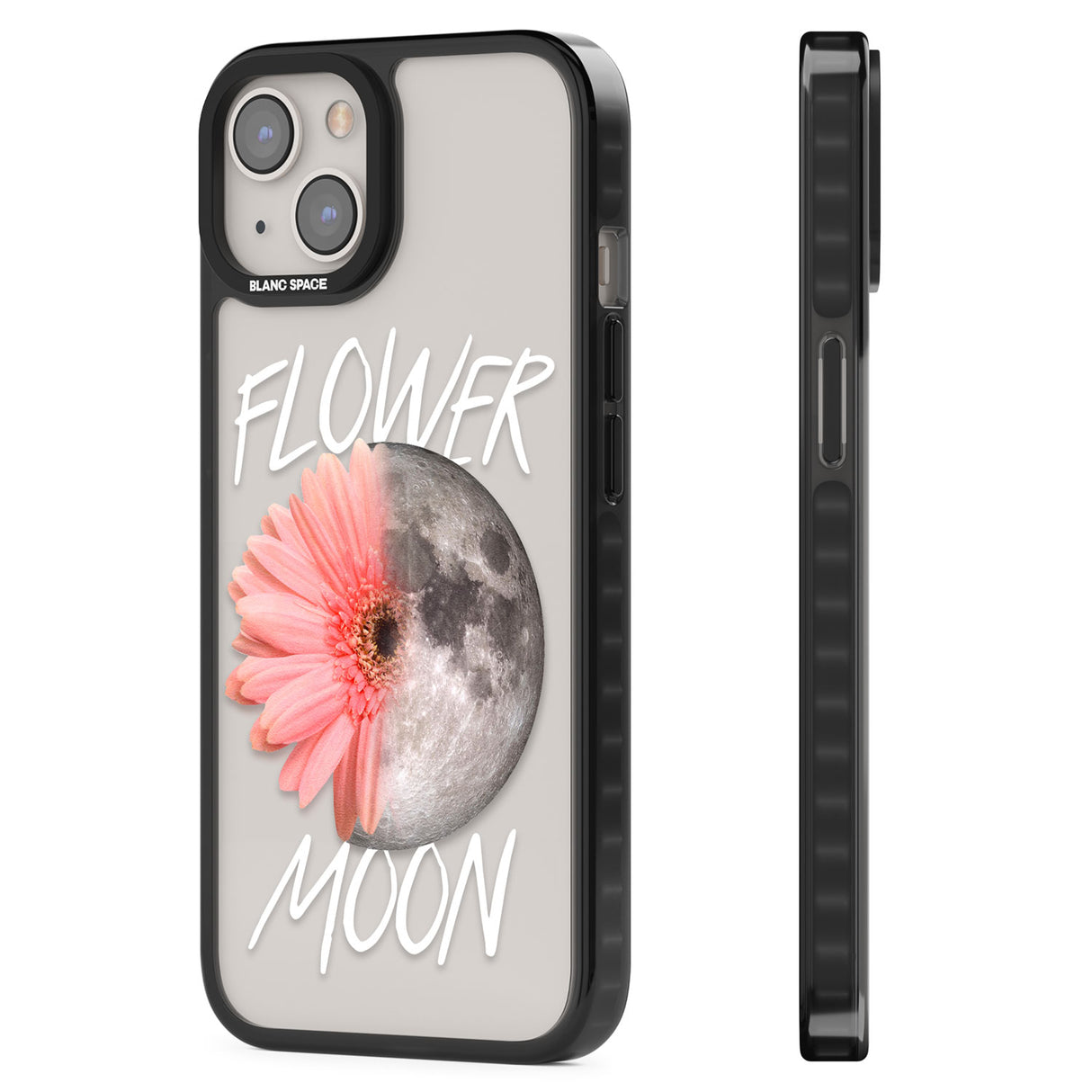Flower Moon Black Impact Phone Case for iPhone 13, iPhone 14, iPhone 15