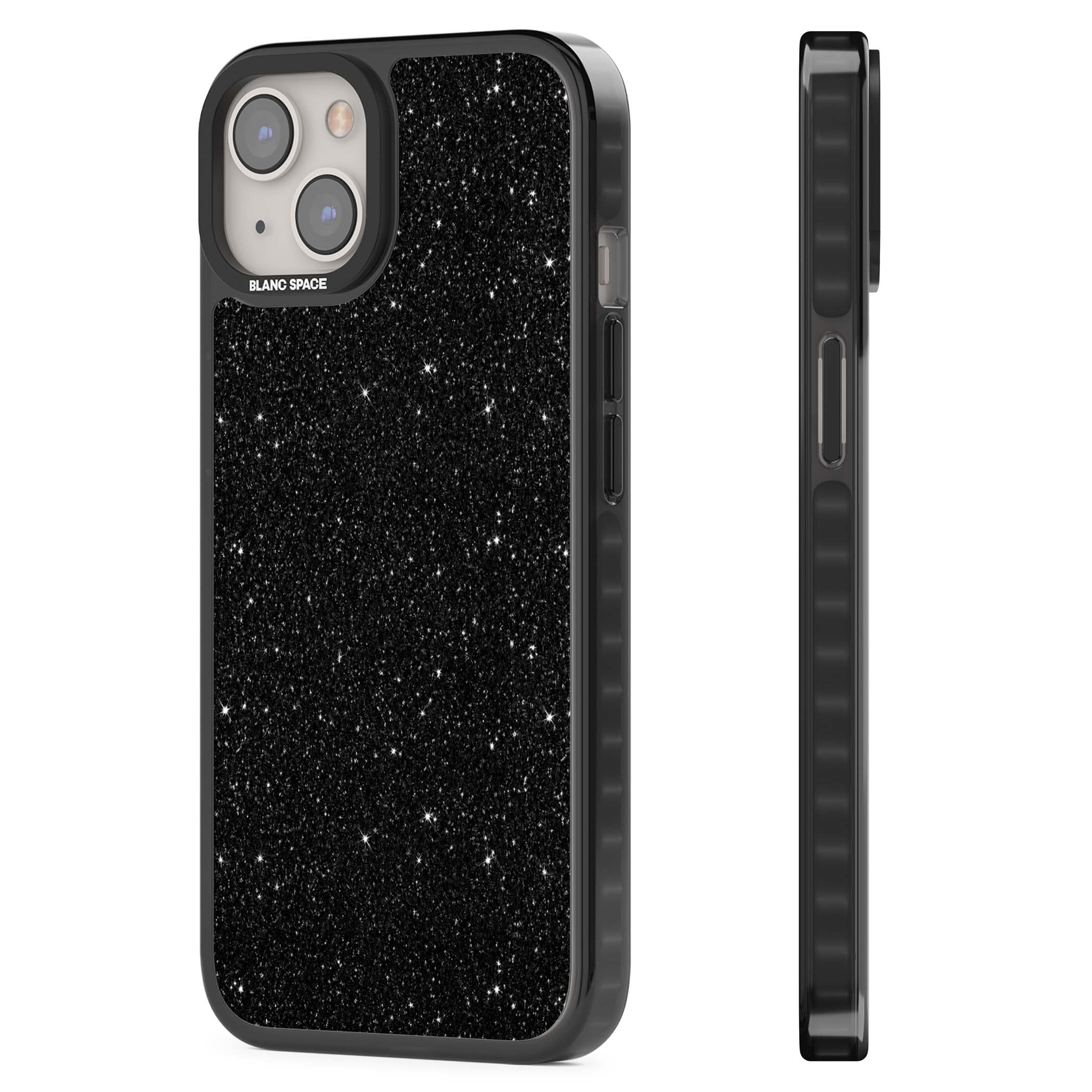 Black Glitter black glitter iPhone case featuring an all-over sparkly shimmer pattern on a jet black base | Black Impact case for iPhone 13, iPhone 14, iPhone 15