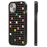 Vibrant Black Geometric Grid Black Impact Phone Case for iPhone 13, iPhone 14, iPhone 15