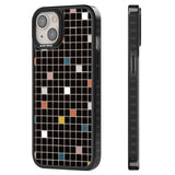 Earthtone Black Geometric Grid Black Impact Phone Case for iPhone 13, iPhone 14, iPhone 15