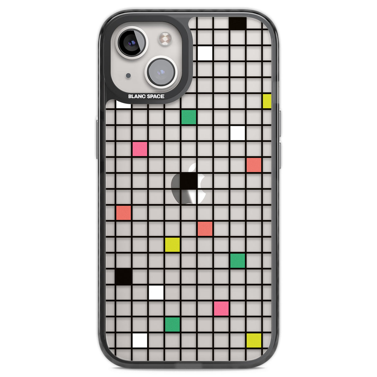 Vibrant Clear Geometric Grid Black Impact Phone Case for iPhone 13, iPhone 14, iPhone 15