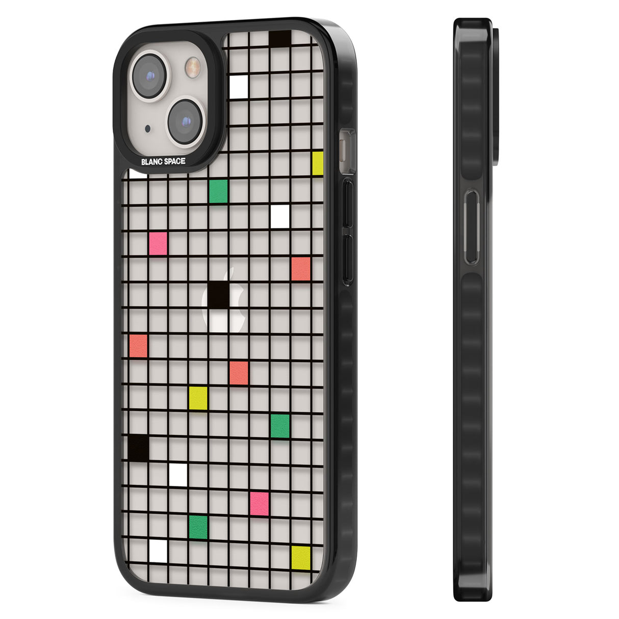 Vibrant Clear Geometric Grid Black Impact Phone Case for iPhone 13, iPhone 14, iPhone 15