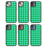 Retro Green Diamond Plaid Black Impact Phone Case for iPhone 13, iPhone 14, iPhone 15