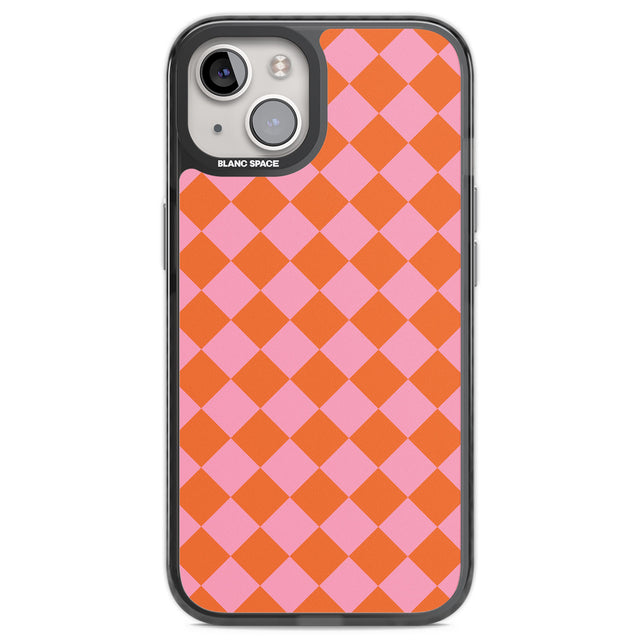 Retro Sunset Diamond Plaid Black Impact Phone Case for iPhone 13, iPhone 14, iPhone 15