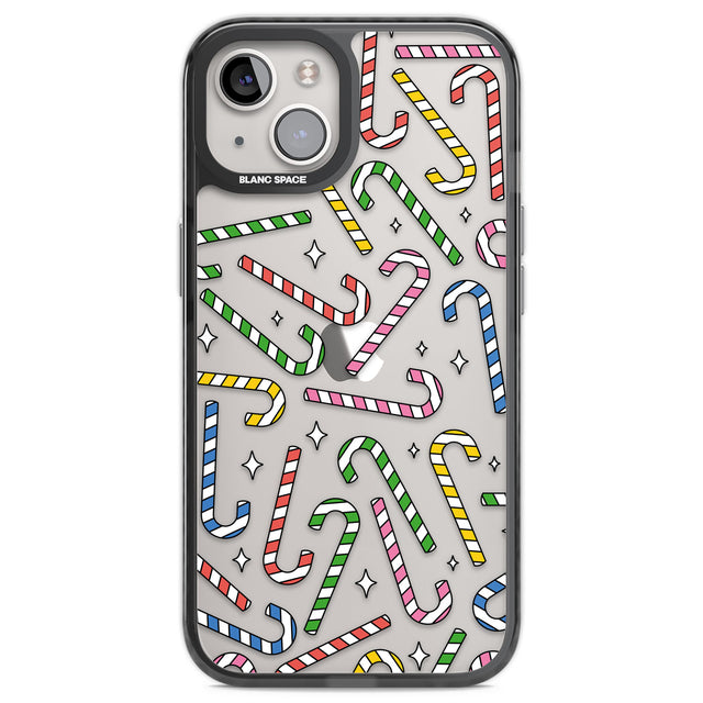 Colourful Stars & Candy Canes Black Impact Phone Case for iPhone 13, iPhone 14, iPhone 15