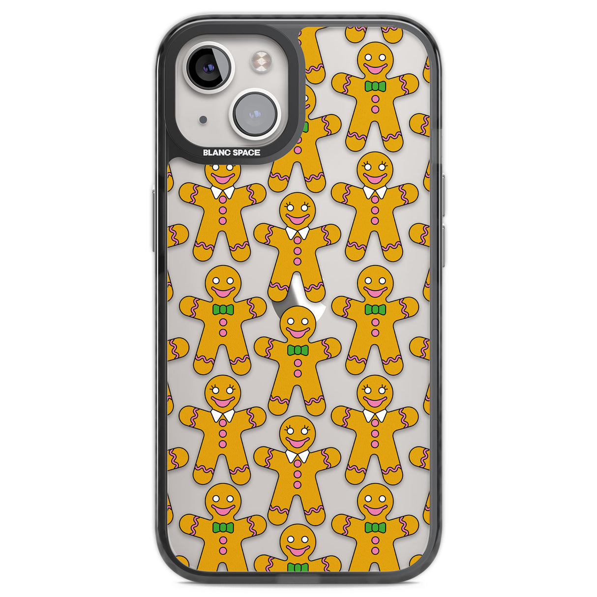 Gingerbread Cookie Pattern Black Impact Phone Case for iPhone 13, iPhone 14, iPhone 15