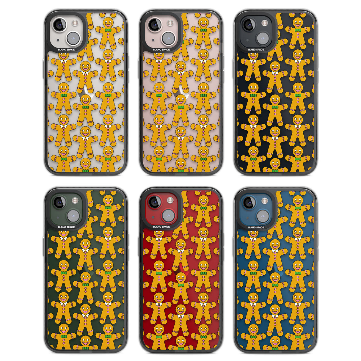 Gingerbread Cookie Pattern Black Impact Phone Case for iPhone 13, iPhone 14, iPhone 15