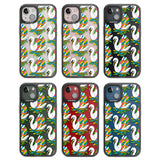 Colourful Swan Pattern Black Impact Phone Case for iPhone 13, iPhone 14, iPhone 15