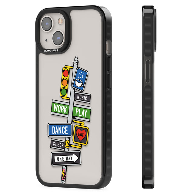 Mood Street Signs Black Impact Phone Case for iPhone 13, iPhone 14, iPhone 15