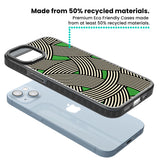 Green Optic Waves Black Impact Phone Case for iPhone 13, iPhone 14, iPhone 15