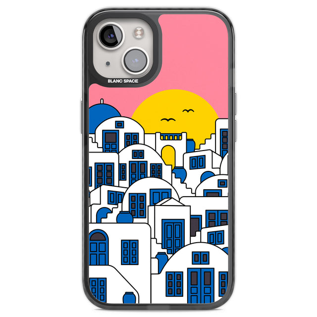 Santorini Sunset Black Impact Phone Case for iPhone 13, iPhone 14, iPhone 15