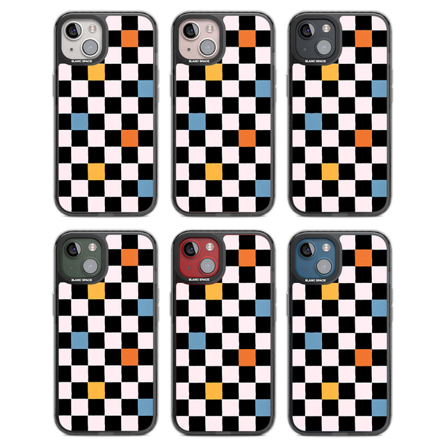 Vibrant Retro Checkered Black Impact Phone Case for iPhone 13, iPhone 14, iPhone 15