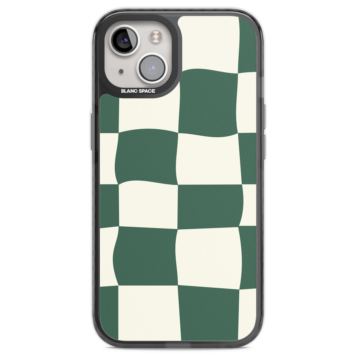 Green & Cream Wavy Check Black Impact Phone Case for iPhone 13, iPhone 14, iPhone 15