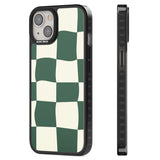 Green & Cream Wavy Check Black Impact Phone Case for iPhone 13, iPhone 14, iPhone 15