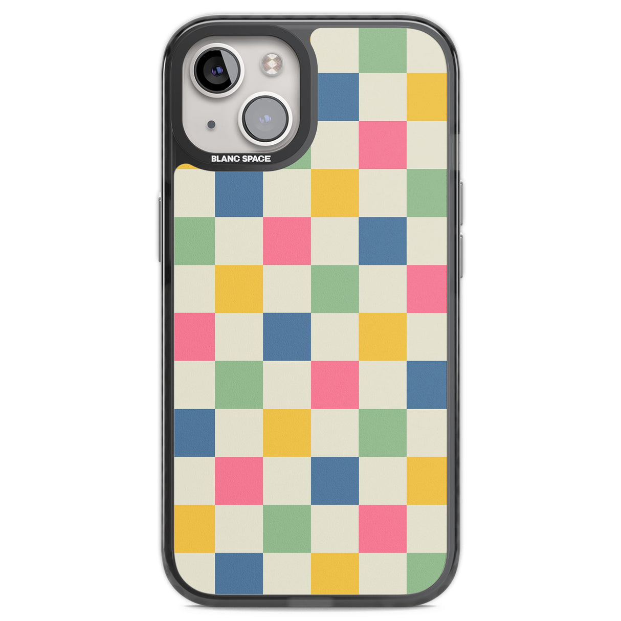 Pastel Multicolor Checkered Black Impact Phone Case for iPhone 13, iPhone 14, iPhone 15