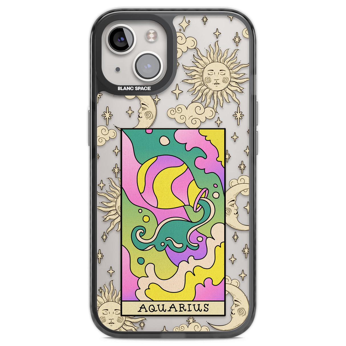 Celestial Zodiac - Aquarius Black Impact Phone Case for iPhone 13, iPhone 14, iPhone 15