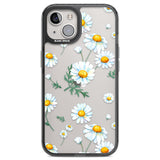 Vintage Painted Daisies Black Impact Phone Case for iPhone 13, iPhone 14, iPhone 15