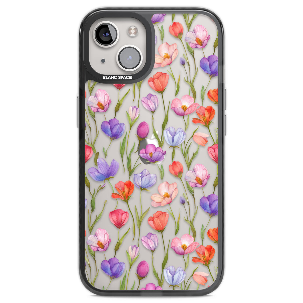 Red, Pink & Purple Flowers Black Impact Phone Case for iPhone 13, iPhone 14, iPhone 15