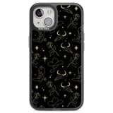 Celestial West Pattern Black Impact Phone Case for iPhone 13, iPhone 14, iPhone 15