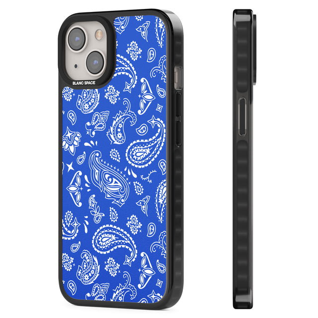 Blue Bandana Black Impact Phone Case for iPhone 13, iPhone 14, iPhone 15