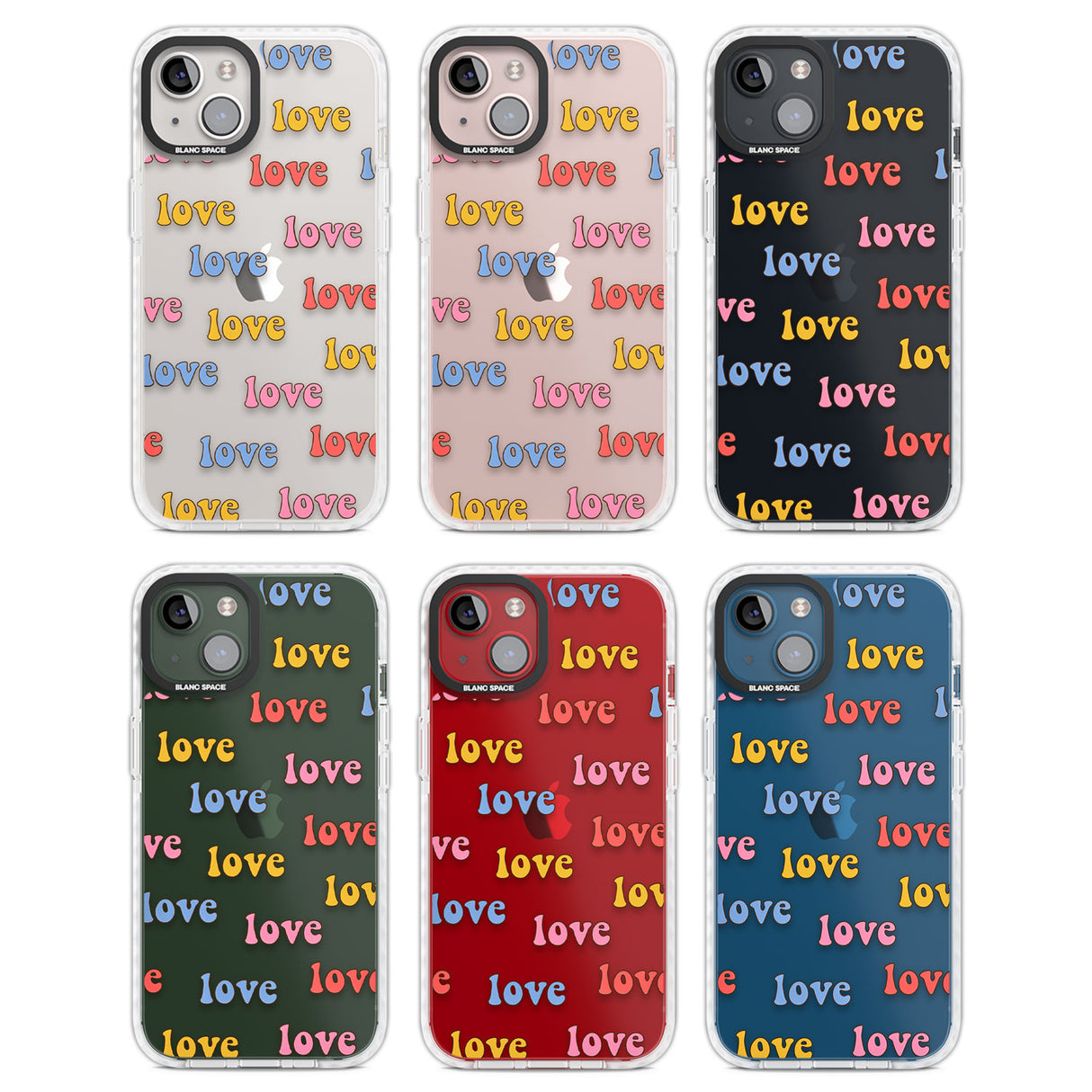 Love Pattern Clear Impact Phone Case for iPhone 13, iPhone 14, iPhone 15