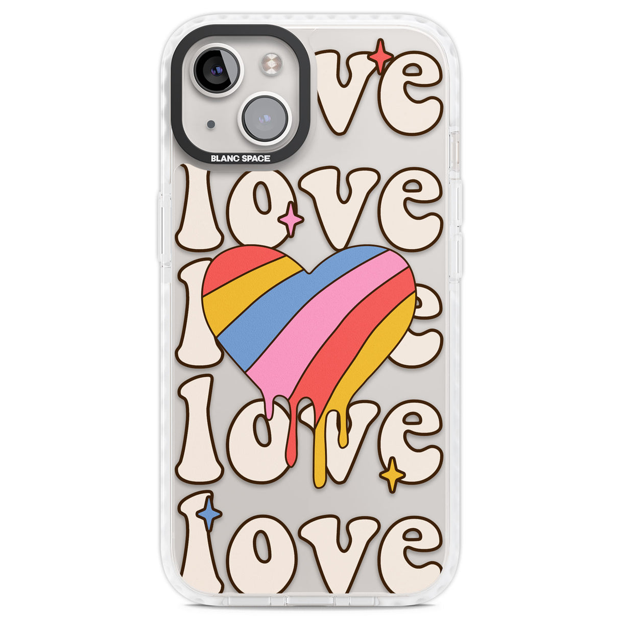 Groovy Love Clear Impact Phone Case for iPhone 13, iPhone 14, iPhone 15