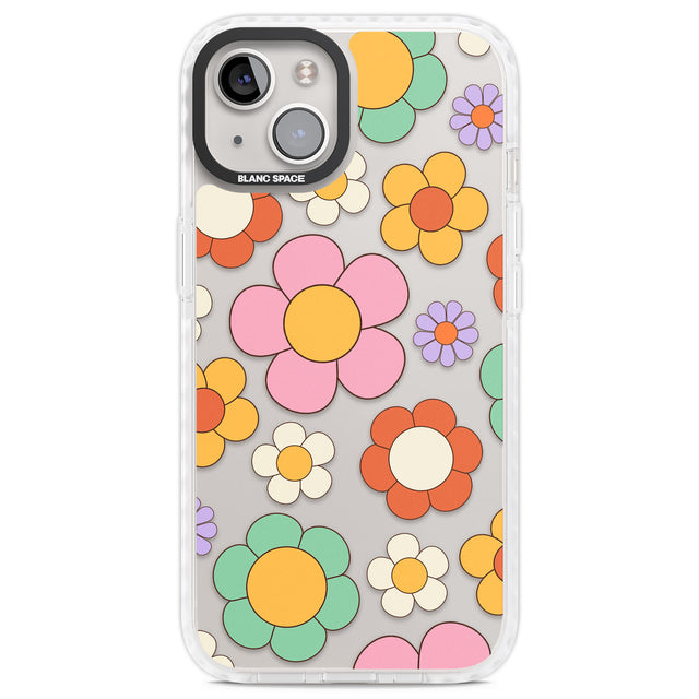 Groovy Blossoms Clear Impact Phone Case for iPhone 13, iPhone 14, iPhone 15