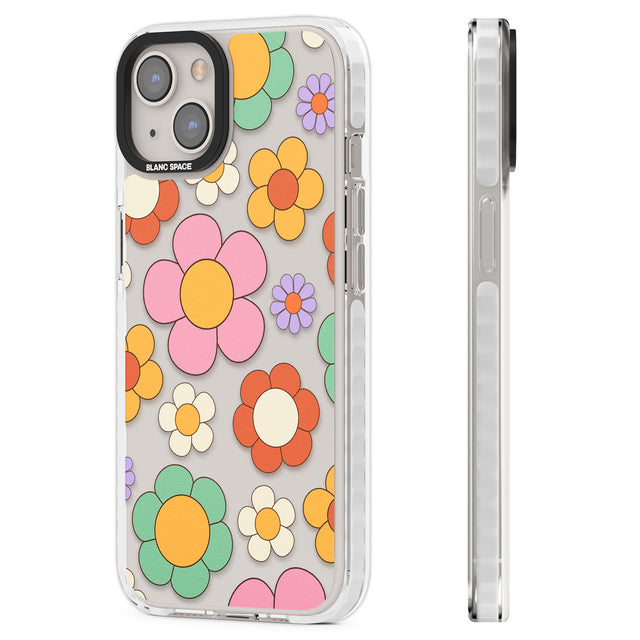 Groovy Blossoms Clear Impact Phone Case for iPhone 13, iPhone 14, iPhone 15