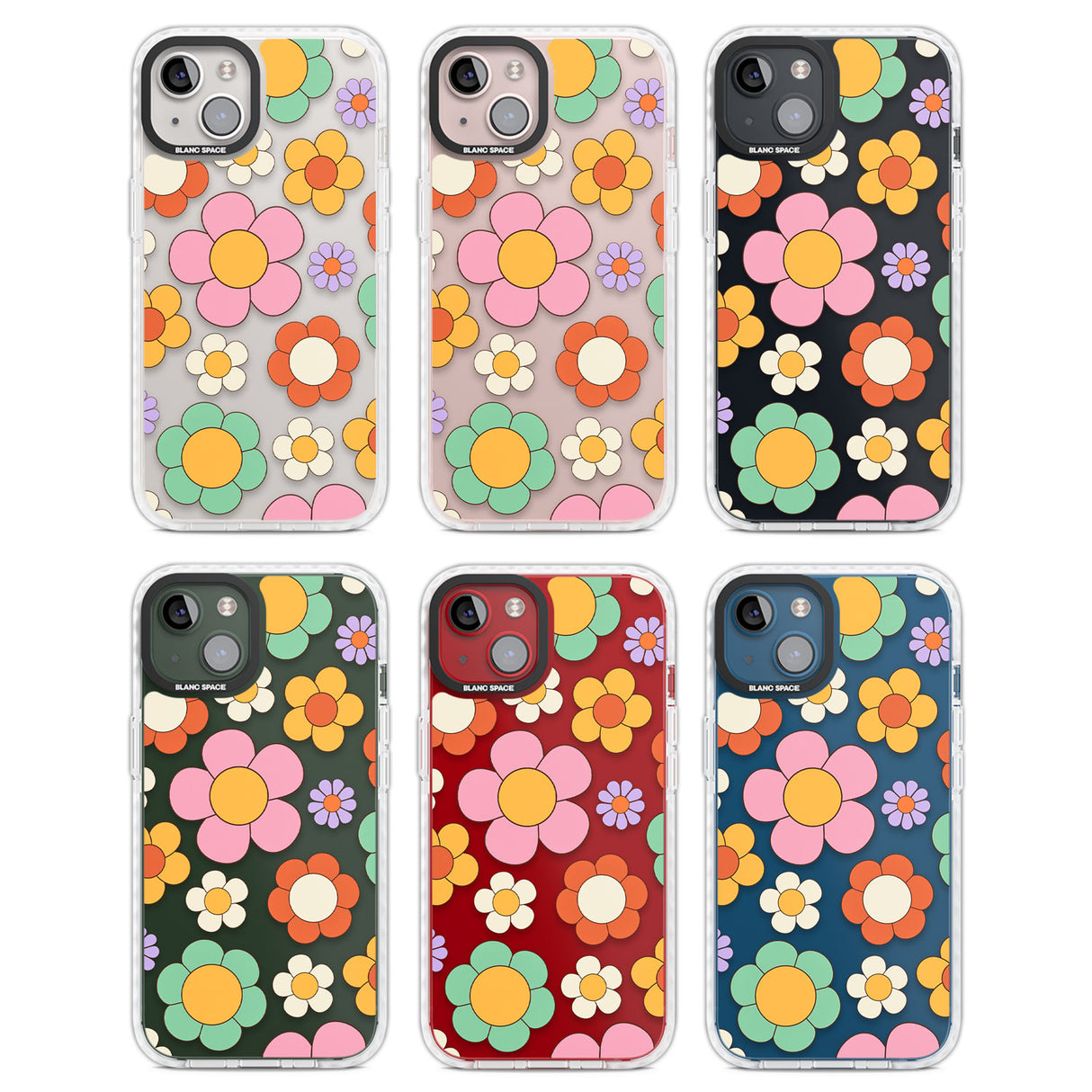 Groovy Blossoms Clear Impact Phone Case for iPhone 13, iPhone 14, iPhone 15