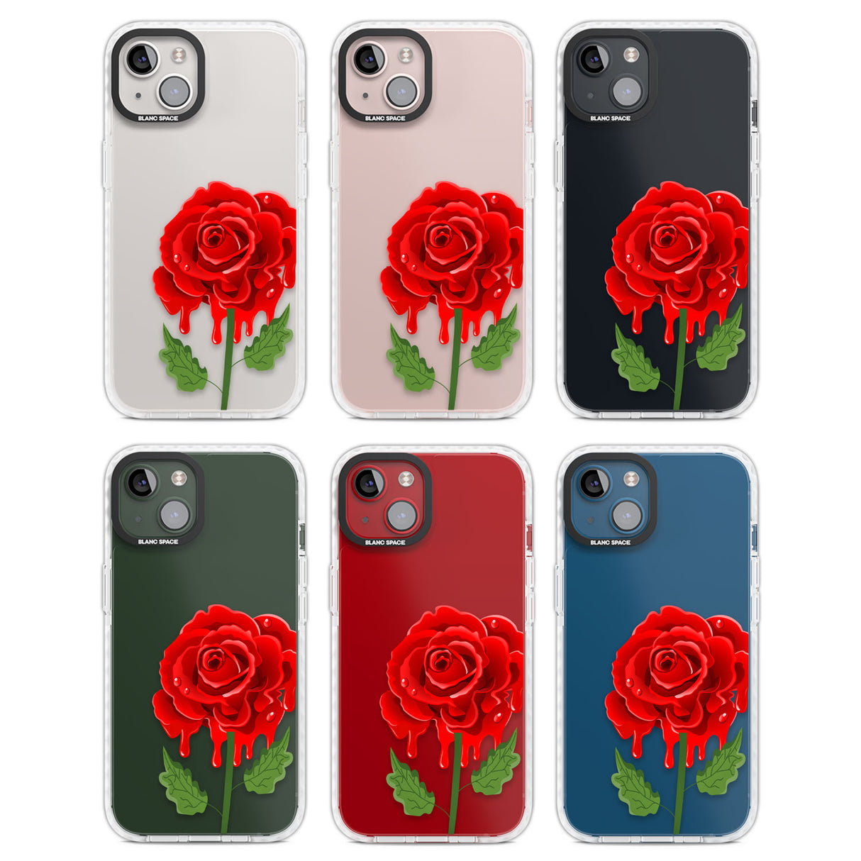 Melting Rose Clear Impact Phone Case for iPhone 13, iPhone 14, iPhone 15