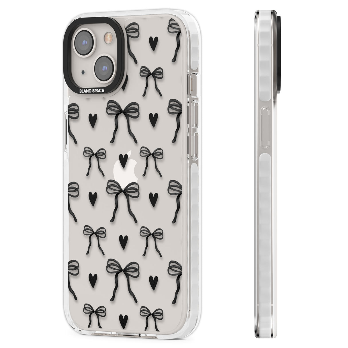 Black Bows & Hearts Clear Impact Phone Case for iPhone 13, iPhone 14, iPhone 15