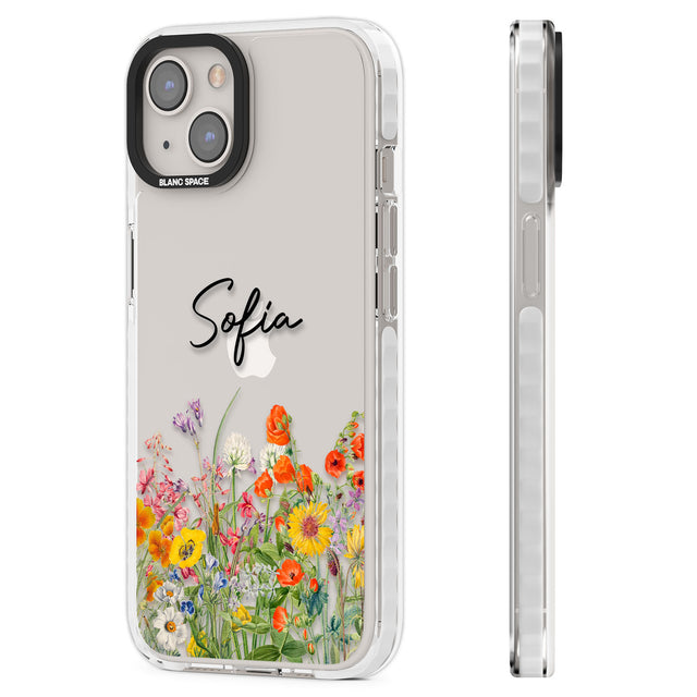 Personalised Summer Wildflowers Clear Impact Phone Case for iPhone 13, iPhone 14, iPhone 15