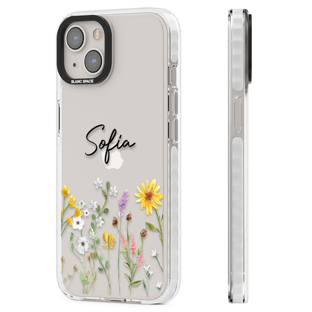 Personalised April Wildfowers Clear Impact Phone Case for iPhone 13, iPhone 14, iPhone 15