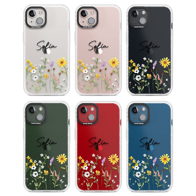 Personalised April Wildfowers Clear Impact Phone Case for iPhone 13, iPhone 14, iPhone 15