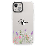 Personalised Lavender Wildflowers Clear Impact Phone Case for iPhone 13, iPhone 14, iPhone 15