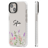 Personalised Lavender Wildflowers Clear Impact Phone Case for iPhone 13, iPhone 14, iPhone 15