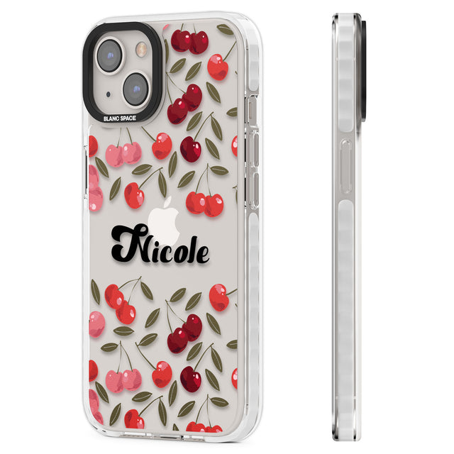 Personalised Cherry Pattern Clear Impact Phone Case for iPhone 13, iPhone 14, iPhone 15