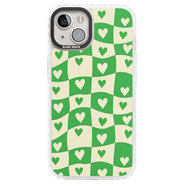 Green Wavy Checked Hearts