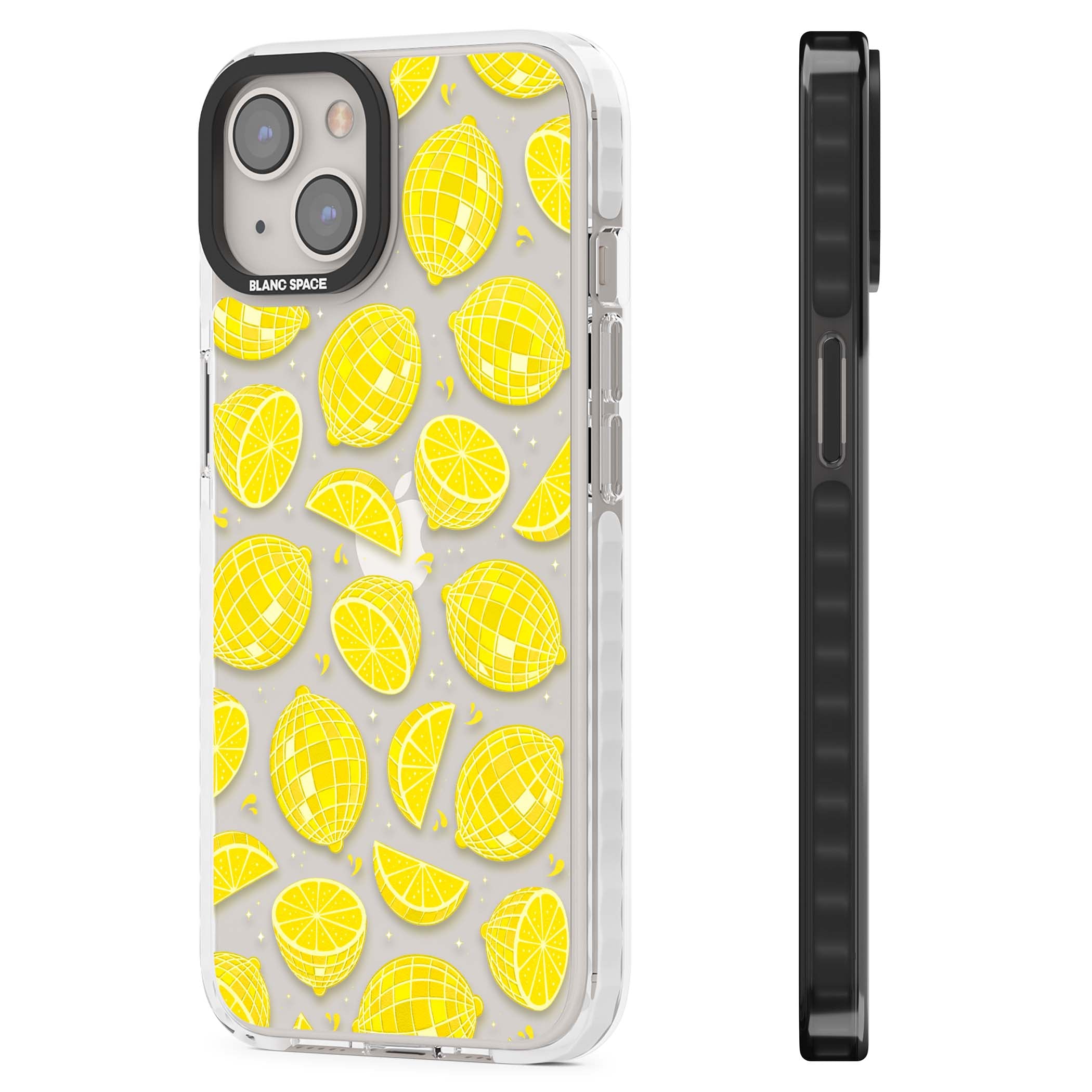 Disco Lemons citrus iPhone case featuring mirrorball lemons, sliced fruit and sparkle accents | Clear Impact case for iPhone 13, iPhone 14, iPhone 15