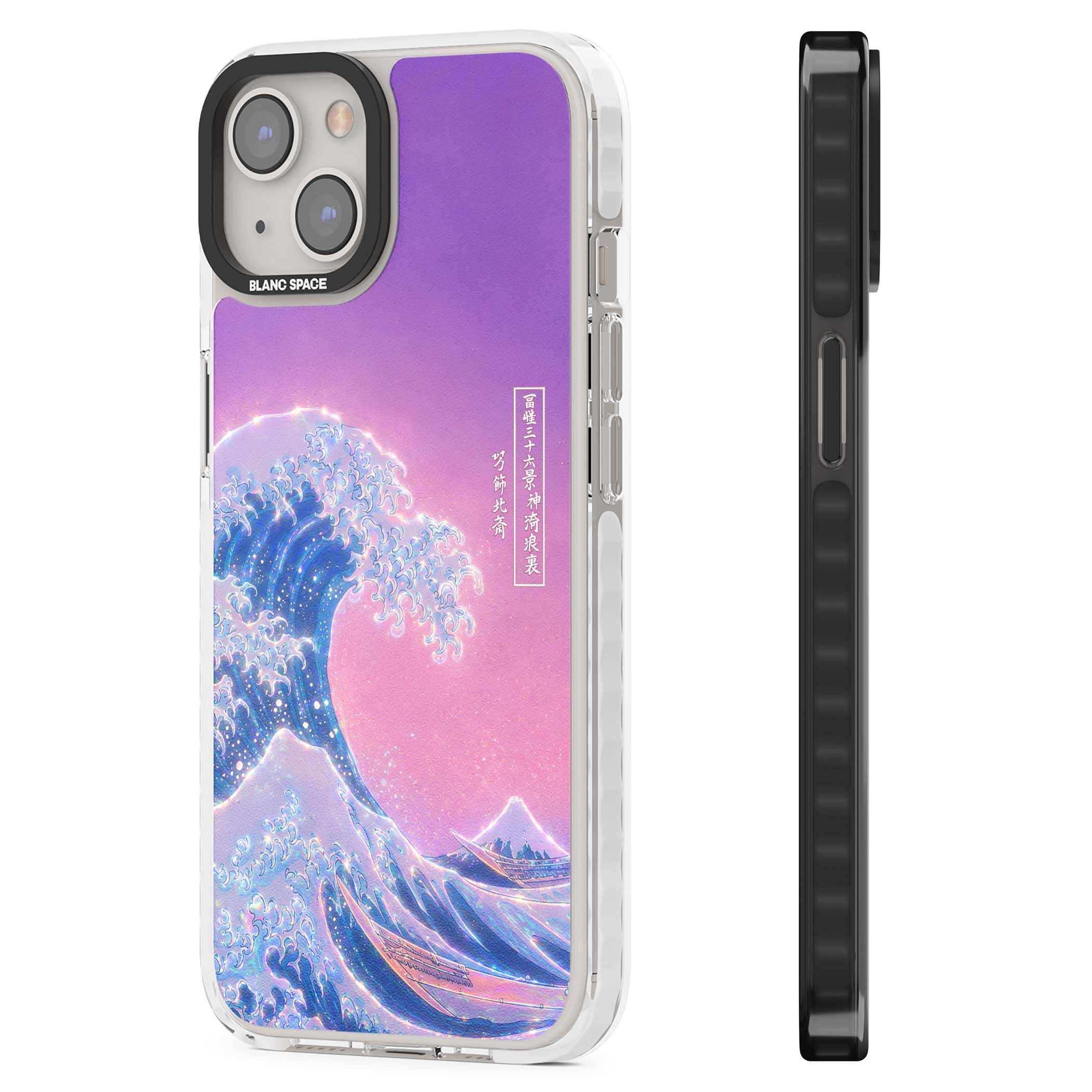 The Great Opal Wave Japanese iPhone case featuring Hokusai's great wave in iridescent pastels with lilac sky and Mou | Clear Impact case for iPhone 13, iPhone 14, iPhone 15