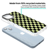 Black & Lime Check Clear Impact Phone Case for iPhone 13, iPhone 14, iPhone 15