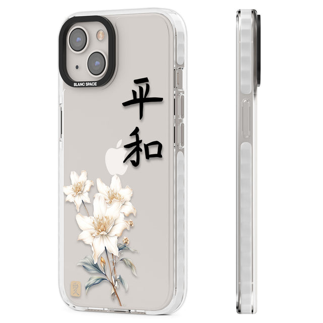 Peace and Flowers Clear Impact Phone Case for iPhone 13, iPhone 14, iPhone 15