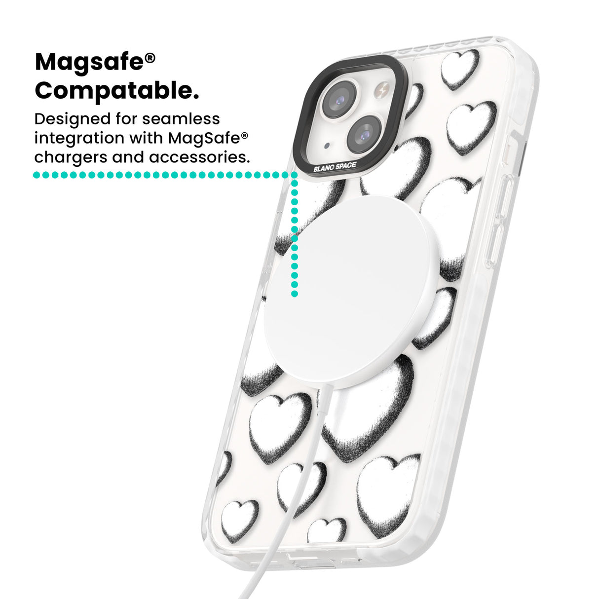 Hand-Drawn Hearts Magsafe Impact Phone Case for iPhone 13, iPhone 14, iPhone 15