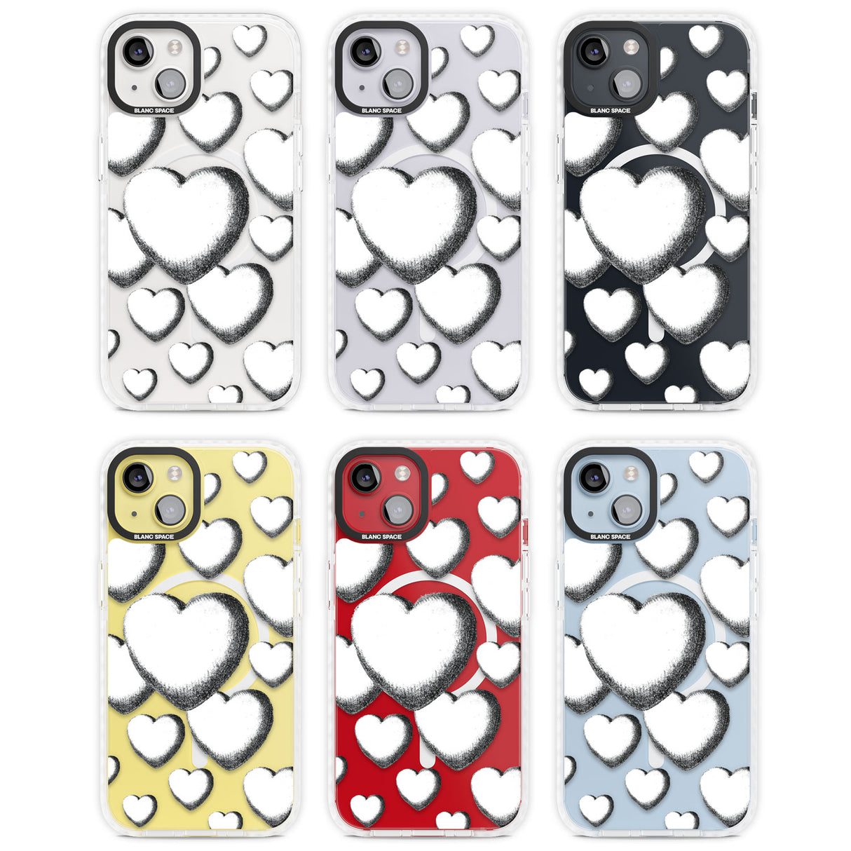 Hand-Drawn Hearts Magsafe Impact Phone Case for iPhone 13, iPhone 14, iPhone 15