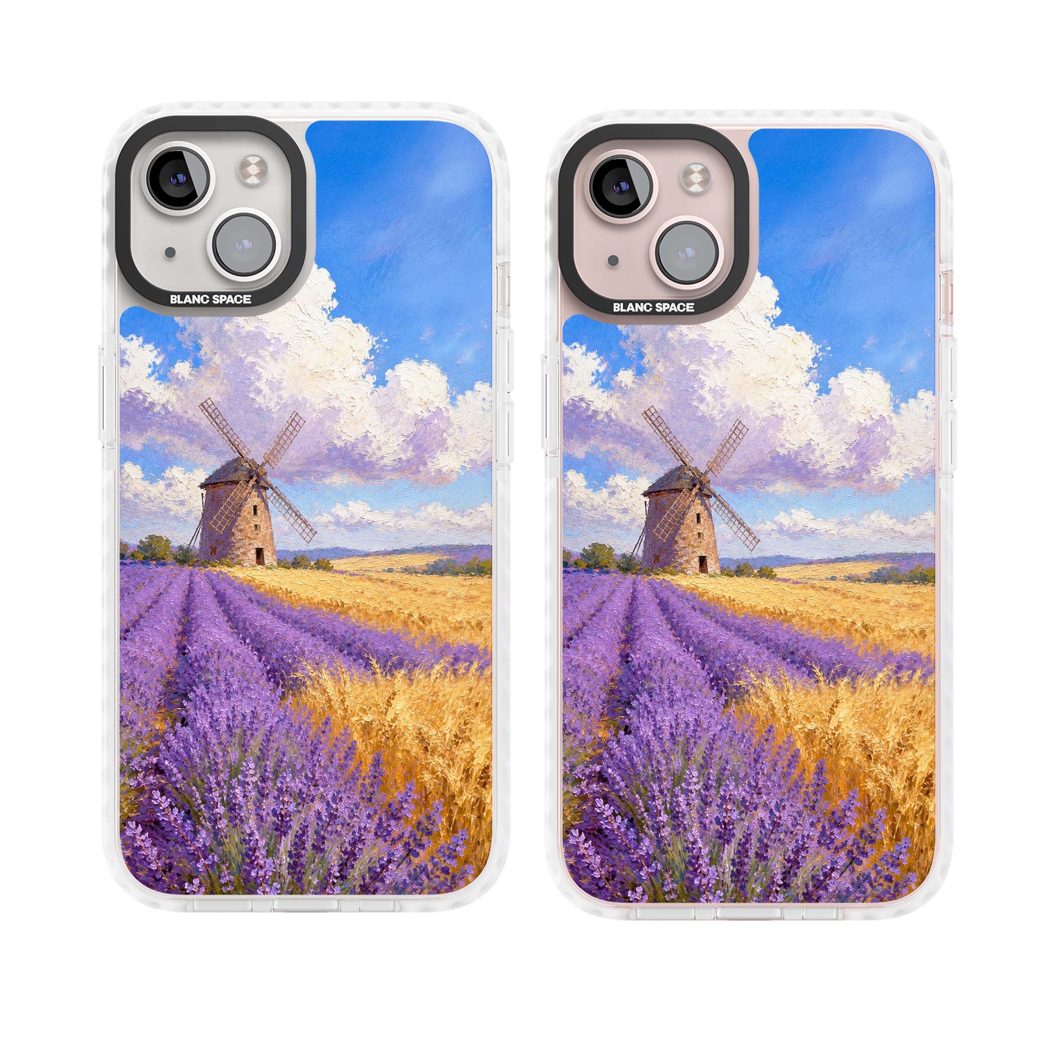 Lavender Mill cottagecore iPhone case featuring a French windmill, lavender field and golden wheat oil painting | Impact Magsafe case for iPhone 13, iPhone 14, iPhone 15
