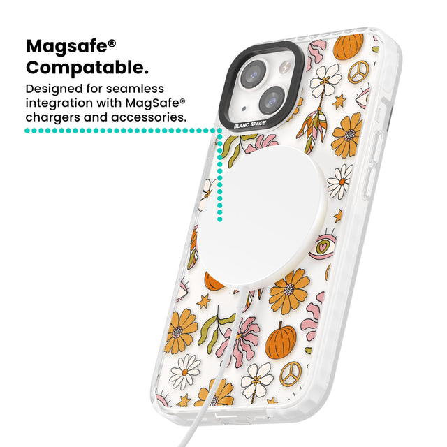 Retro Boho Fall Floral Magsafe Impact Phone Case for iPhone 13, iPhone 14, iPhone 15