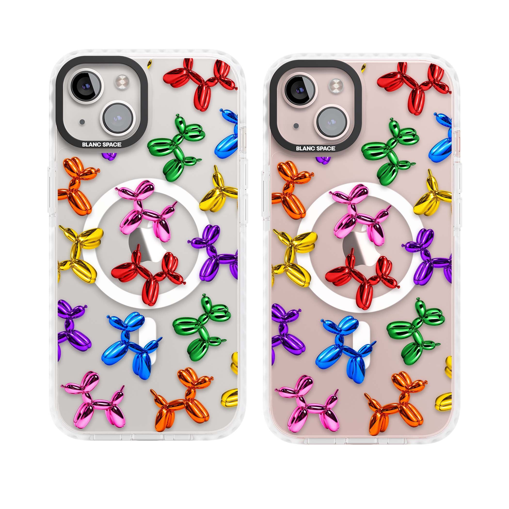 Balloon Dogs pop art iPhone case featuring rainbow chrome balloon dogs in Jeff Koons style | Impact Magsafe case for iPhone 13, iPhone 14, iPhone 15