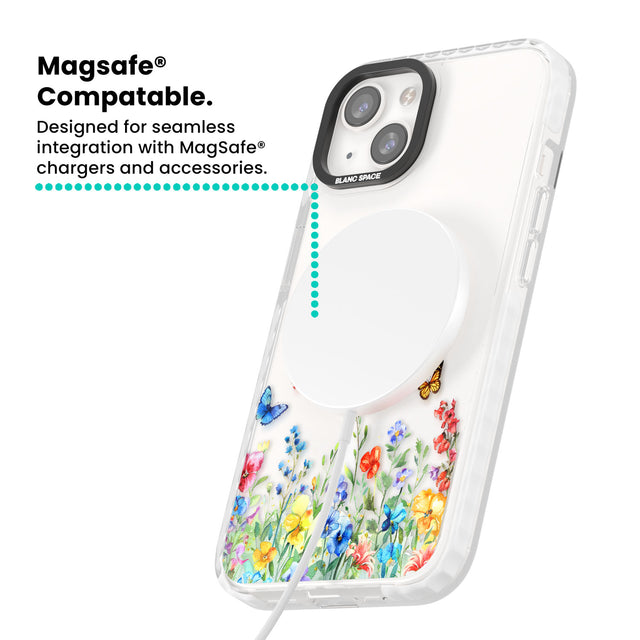 Personalised Buterflies & Wildflowers Magsafe Impact Phone Case for iPhone 13, iPhone 14, iPhone 15